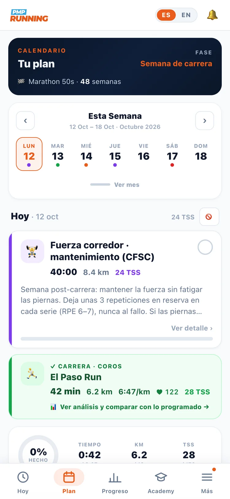 Monthly calendar with a dot per session